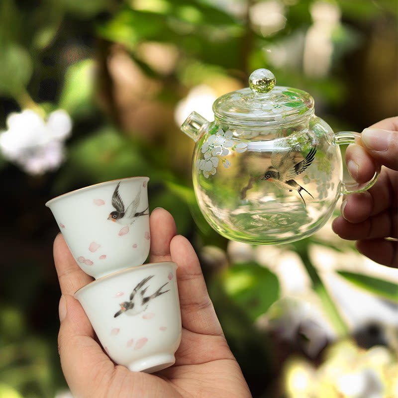 新品预售八折手绘茶壶玻璃手绘