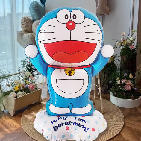 正版卡通哆啦A梦立体底座立柱气球生日派对商场装饰布置摆拍道具
