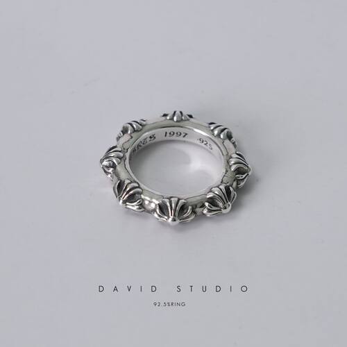 david尅罗心s925纯银十字架戒指