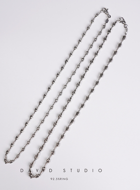 david全手工925纯银ins粗犷骷髅