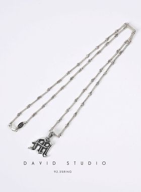 David studio925纯银哥特英文字母吊坠权志龙同款情侣项链经典潮