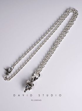 davids925纯银ins立体毛衣项链