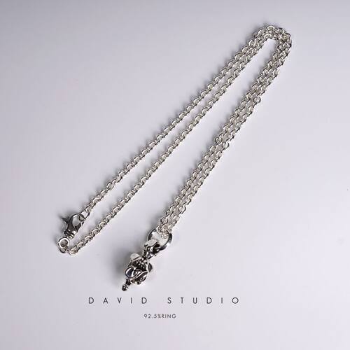 davids925纯银ins立体毛衣项链
