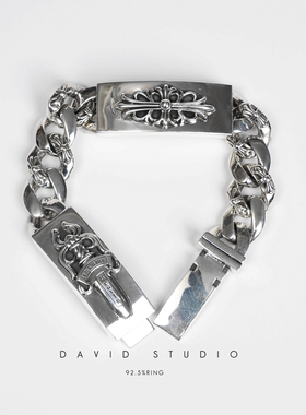 davids925纯银逼格粗矿情侣手链