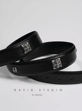 david全手工十字架情侣牛皮腰带