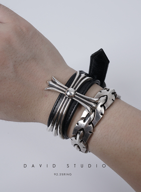 david真皮十字架做旧经典手圈