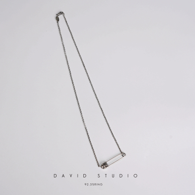 david纯银做旧别针固定