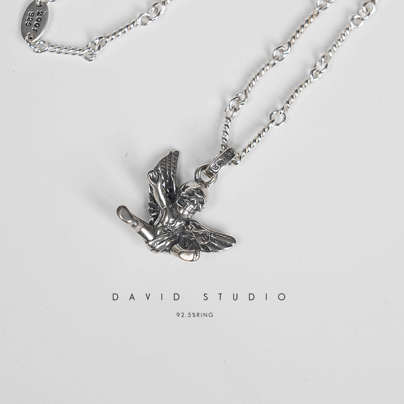 davids925纯银骷髅mini小号项链图片