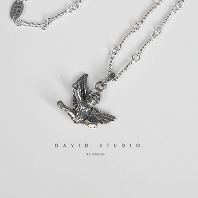 davids925纯银骷髅mini小号项链