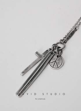 小众圆牌925银原创设计徽章项链