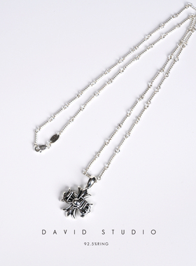 david纯银925纯银实心做旧情侣竹节项链 ins推荐个性百搭女款