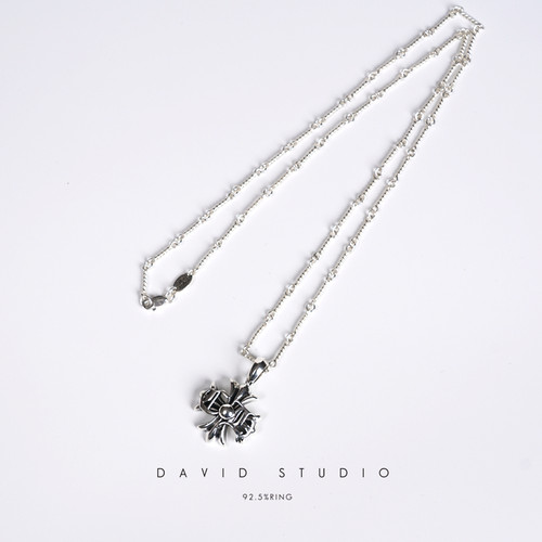 david纯银925纯银实心做旧情侣竹节项链 ins推荐个性百搭女款