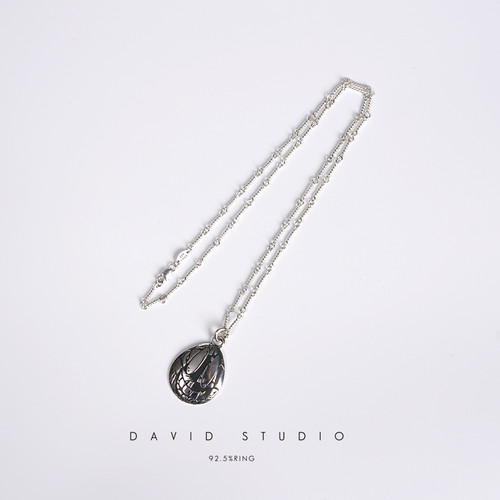 david纯银925纯银笑脸做旧情侣竹节项链 女款个性ins网红同款