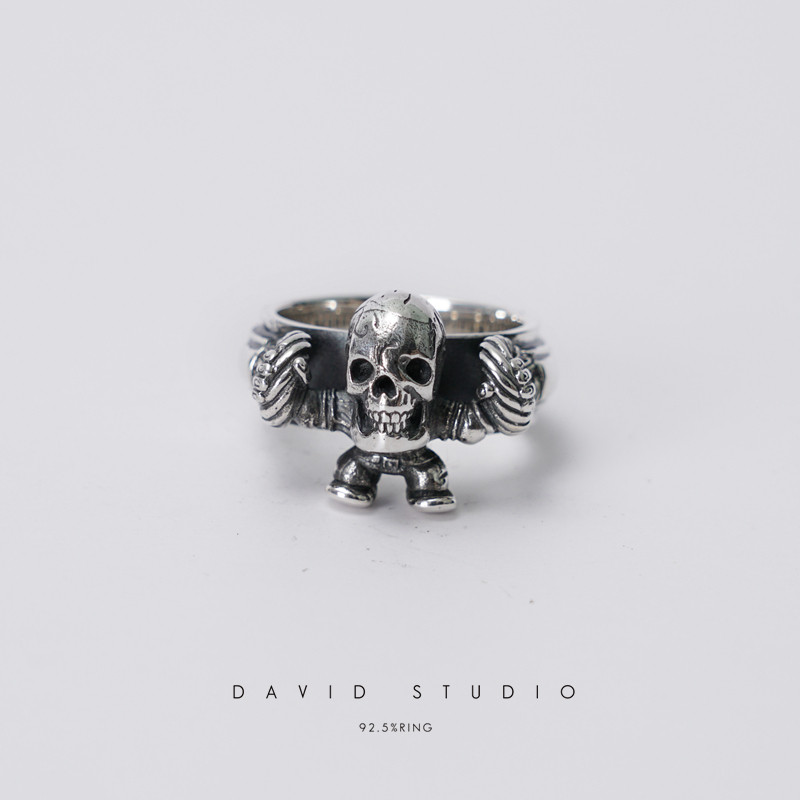 纯银骷髅情侣戒指Davidstudio925图片