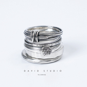 五环朋克做旧拉丝缠绕戒指werkstatt 新款 David纯银925 munchen