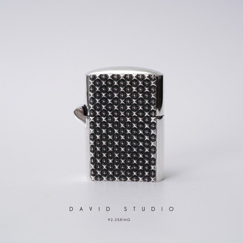 David studioS925纯银菱形十字架经典壳 zippo男女士火机