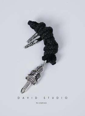 davidstudio925纯银朋克牛皮绳