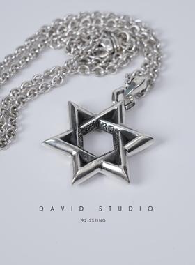 六芒星纯银david纯银六芒星项链
