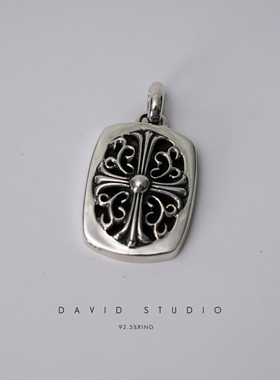 纯银军牌复古做旧男女款十字花