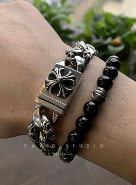 davidstudio925纯银十字架手链