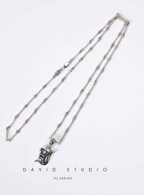 纯银经典做旧吊坠项链男女同款