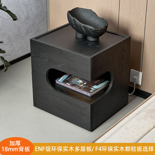 带灯全实木多层板黑色中古风