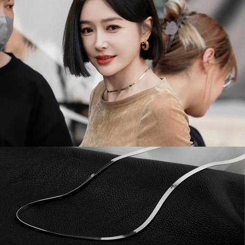 秦岚同款项链925银女款纯银刀片锁骨链高级感轻奢小众毛衣配饰链