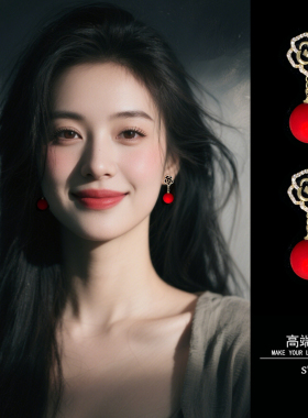 珍珠耳钉2026新款爆款高级感红色喜庆订婚结婚耳饰无耳洞耳夹耳环