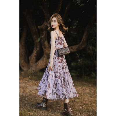 小谷粒碎花吊带连衣裙女2