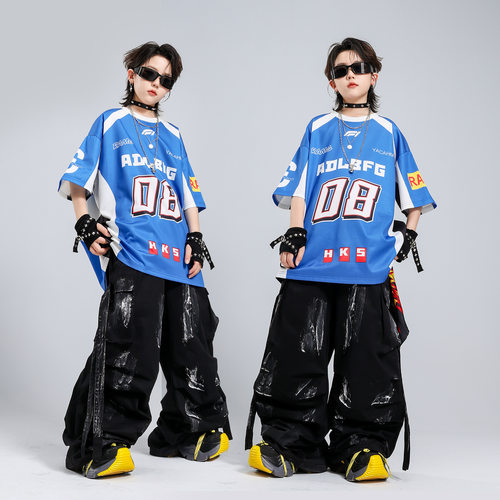 儿童街舞潮服男大童嘻哈炸街hiphop酷帅潮炫少儿演出服六一表演服