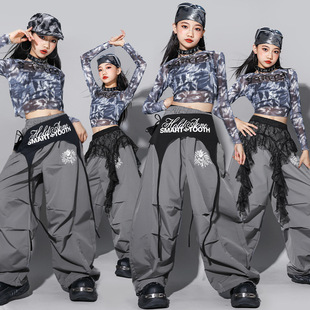 子潮女孩上衣套装 女童jazz爵士舞演出服儿童街舞服装 少儿练功服裤