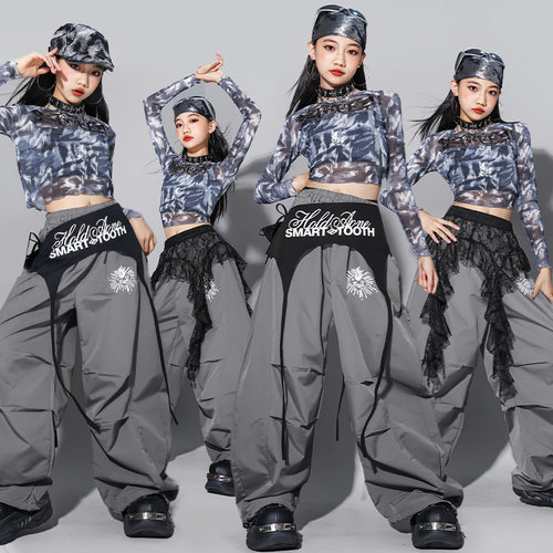 女童jazz爵士舞演出服儿童街舞服装少儿练功服裤子潮女孩上衣套装