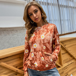 sleeve Casual long texture women dyed sweater tie