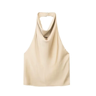 silk vest女士純色掛脖領(lǐng)背心 solid Women color neck hanging