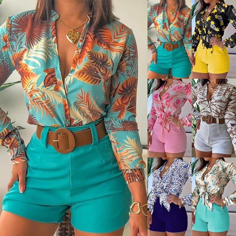Light Ripe Print Stand Collar Long Sleeve Shirt Women衬衫