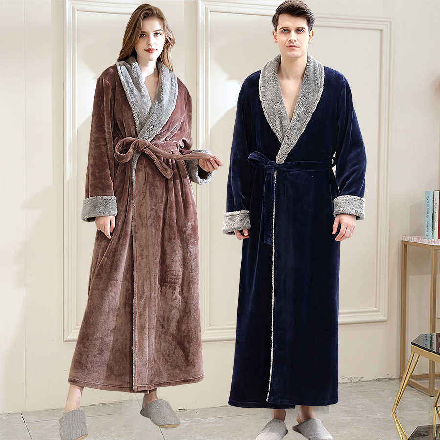 Pink Bath Robe Soft Night Dressing Gown Men Sleepwear458