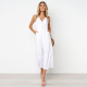 White Neck Summer Jumpsuit Wide Waist Jumpsuits High Leg