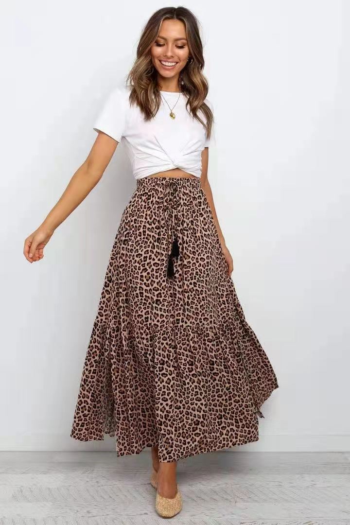 Autumn new skirt elastic high waist brown leopard print skir 女装/女士精品 休闲裤 原图主图