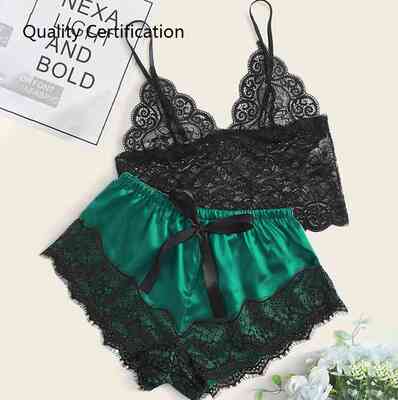 Lace V-Neck Pyjamas Sleeveless Cute Cami Top and Shorts