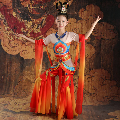 儿童飞天敦煌舞蹈表演服套装