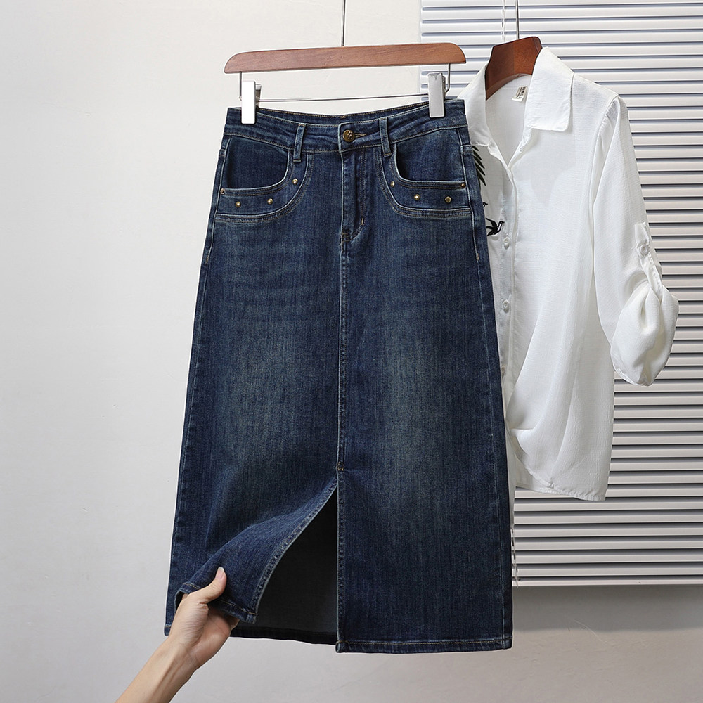实拍春新款大码女装胖妹妹宽松中长款裙松紧腰打底牛仔半身裙,女装/女士精品,大码半身裙,淘宝优惠券,粉丝福利购,淘宝优惠卷
