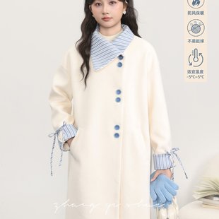 张汽水小确杏秋冬新款杏色毛呢外套女小个子气质绝美穿搭大衣