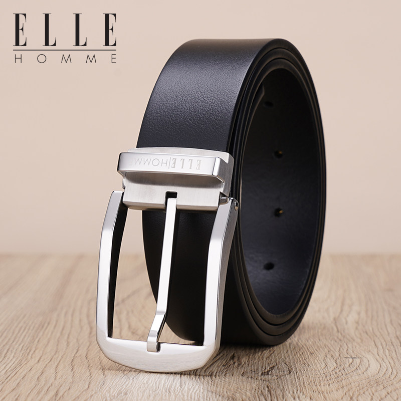 Французский ELLE homme, новинка 2025 года, модные деловые мужские универсальные брюки с поясом на талии, высококачественные брюки из натуральной воловьей кожи первого слоя Изображение 1