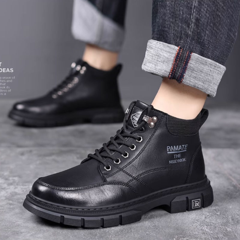 男鞋2025秋季新款马丁靴男高帮厚底户外运动休闲鞋商务工装鞋