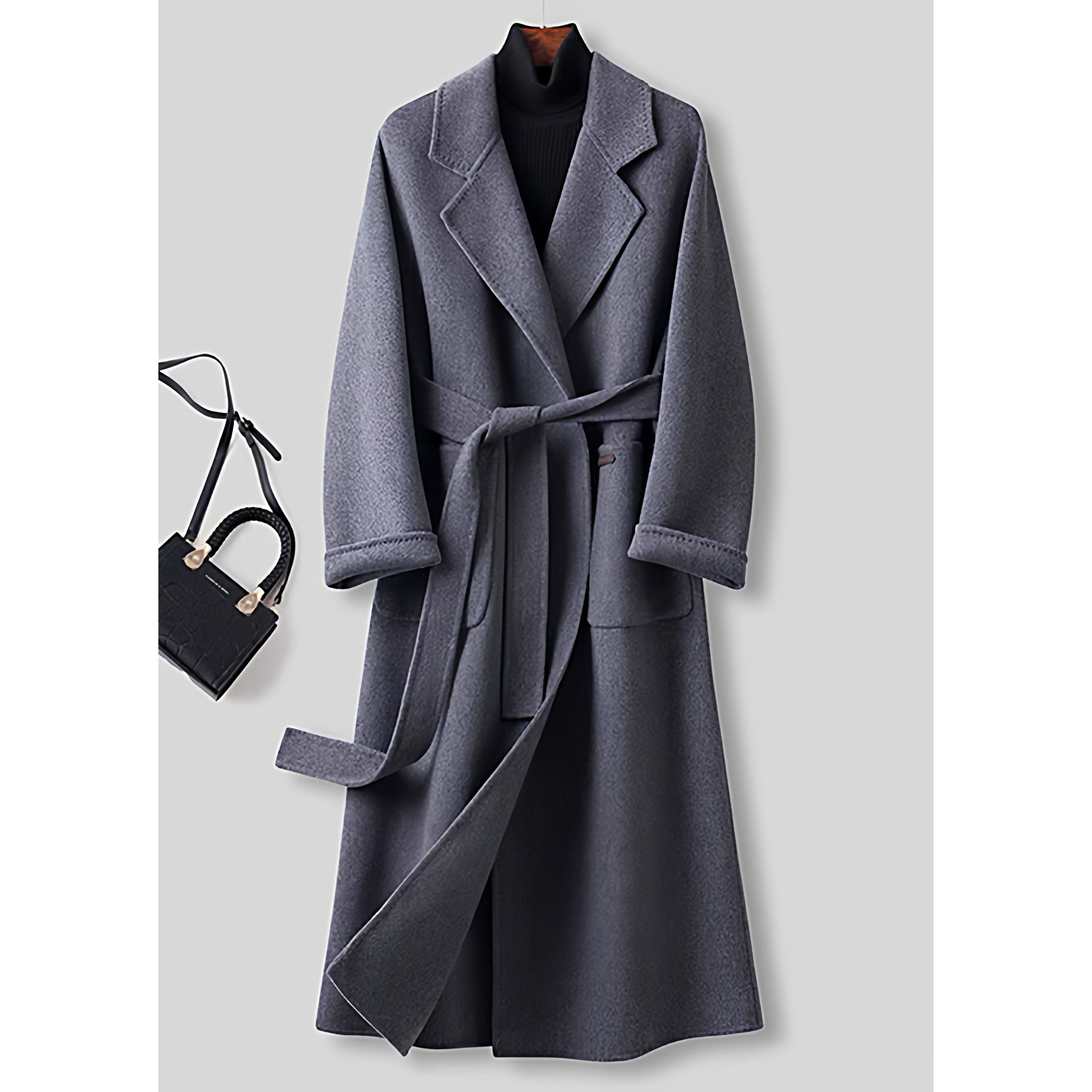 DE2970四色珠边线百搭大衣