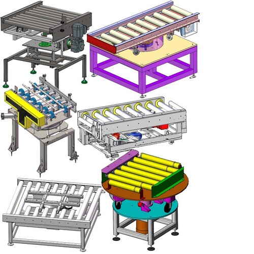 10套旋转输送机图纸90度旋转滚筒输送机图纸顶升旋转机图纸模型工