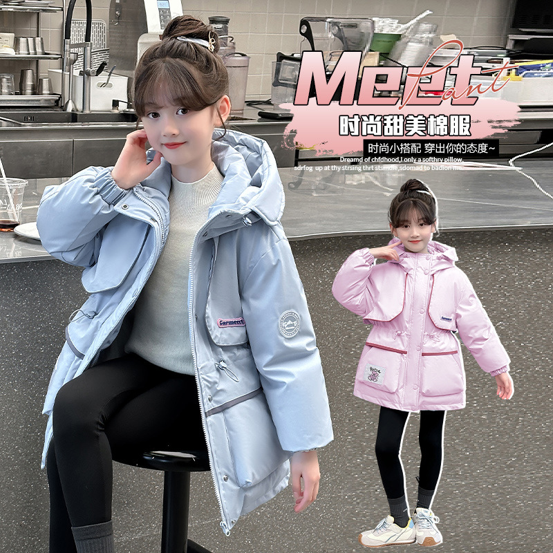 日本品质2025新款女童外套女孩儿童时尚加厚派克服洋气棉衣冬季加