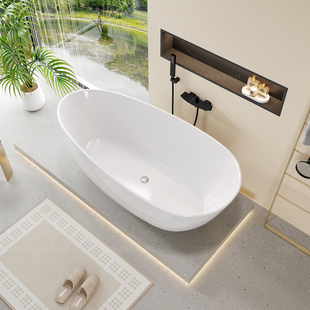 无缝一体水滴鸭蛋鹅蛋形亚克小户型独立薄边民宿酒店家用浴缸浴盆