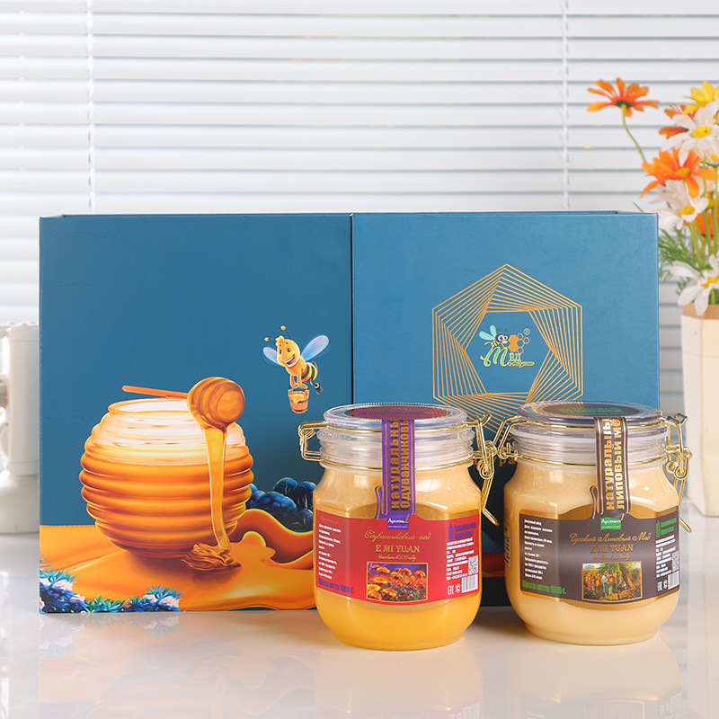俄罗斯进口正宗椴树蜜纯正天然蜂蜜黑蜂原蜜土蜂蜜结晶雪蜜礼盒装
