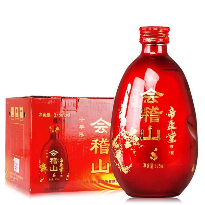 绍兴黄酒会稽山帝聚堂十年陈精雕黄酒花雕酒10年糯米酒375ml*6瓶